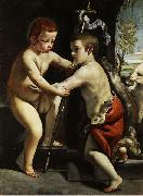 Guido Cagnacci Jesus and John the Baptist as children oil painting
